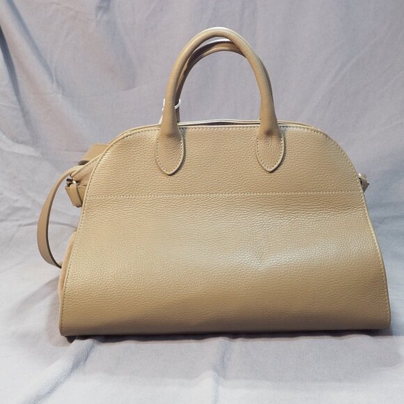 Anna Paola Riva Bag Taupe Leather Viral Commuter Satchel Purse Hand Shoulder - Picture 2 of 14